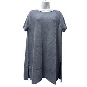 Eileen Fisher Tunic Blue Gray Knit Blouse Size L